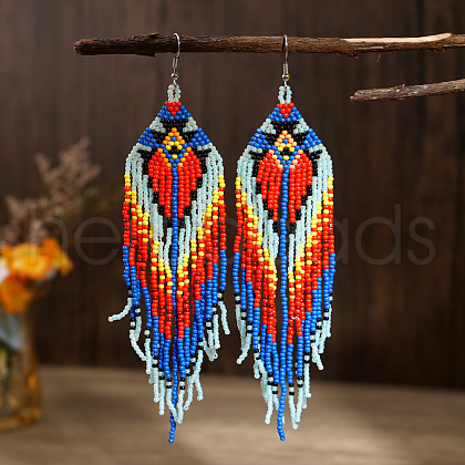 Bohemian Handmade Glass Tassel Dangle Earrings XY6798-1