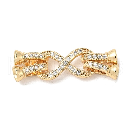Brass Micro Pave Clear Cubic Zirconia Fold Over Clasps KK-U059-32G-1