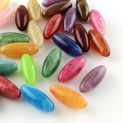 Oval Imitation Gemstone Acrylic Beads OACR-R031-M-1