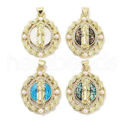 Brass Micro Pave Clear Cubic Zirconia Pendants KK-L213-004G-1