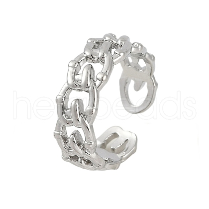 Hollow Rack Plating Brass Open Cuff Rings RJEW-D080-02P-1