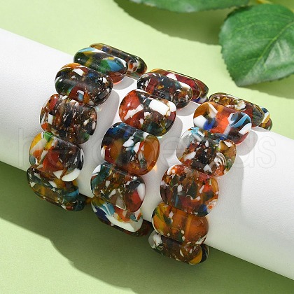 Lampwork Beads Stretch Bracelets for Men Women LAMP-P070-01-1