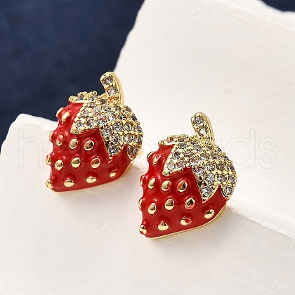Brass Micro Pave Clear Cubic Zirconia Stud Earrings EJEW-G430-01G-1