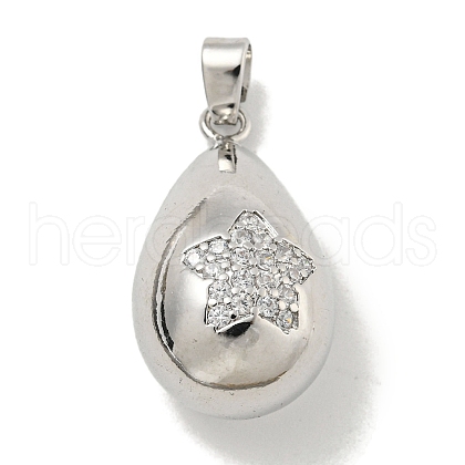 Rack Plating Brass Micro Pave Clear Cubic Zirconia Pendants KK-E114-02P-01-1