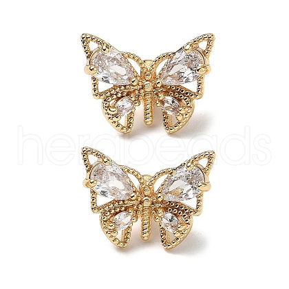 Brass Micro Pave Clear Cubic Zirconia Charms KK-A259-25B-G-1