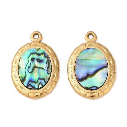 304 Stainless Steel Natural Paua Shell Pendants STAS-L288-04G-01-1