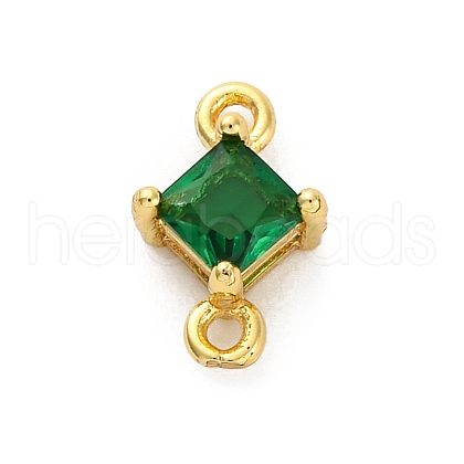 Brass Cubic Zirconia Rhombus Connector Charms KK-F894-12G-02-1