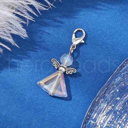 Angel Glass Pendant Decorations HJEW-JM02776-1