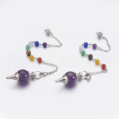 Natural Amethyst Sphere Dowsing Pendulums MAK-P009-E08-1