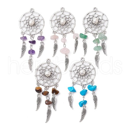 Mixed Gemstone Chip Big Pendants PALLOY-JF02294-1