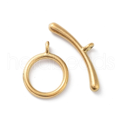 Ion Plating(IP) 304 Stainless Steel Ring Toggle Clasps STAS-A092-09F-G-1