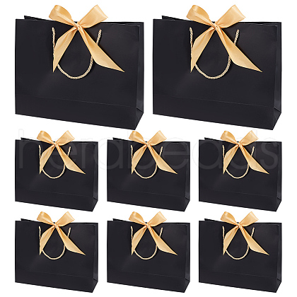 Rectangle Paper Shopping Storage Tote Bags with Ribbon ABAG-WH0038-58-1