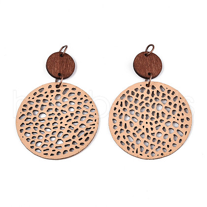 Flat Round Leather Pendants FIND-N007-02A-02-1