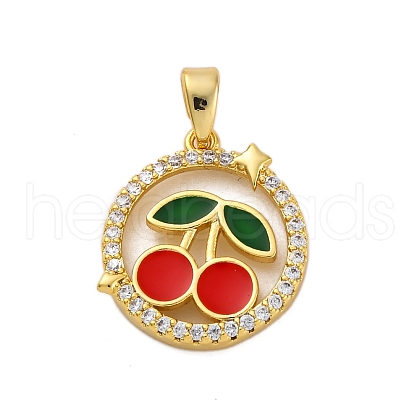 Brass Micro Pave Cubic Zirconia Pendants KK-V009-15G-01-1