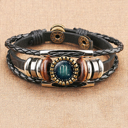 12 Constellations PU Leather Multi-strand Bracelets WGFD09F-08-1