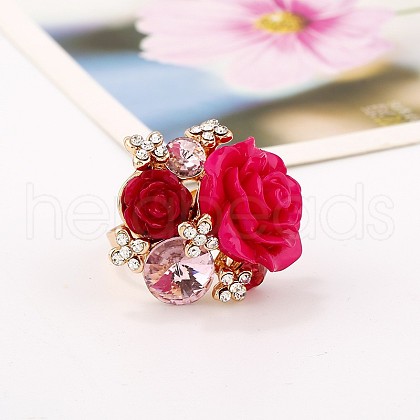 Resin Rose Finger Rings HP1514-5-1
