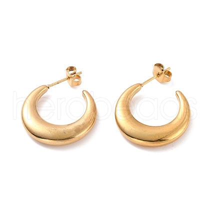 PVD Vacuum Plating 304 Stainless Steel Crescent Moon Stud Earrings for Women EJEW-F280-05D-G-1