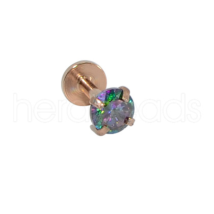 304 Stainless Steel Colorful Synthetic Opal Internally Threaded Labrets For Women Men WGF4990-50-1