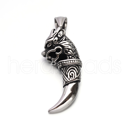 Vintage 304 Stainless Steel Dragon Tusk Big Pendants STAS-F011-36A-1