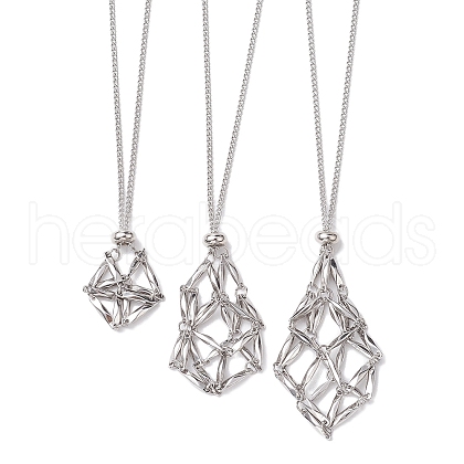 Non-Tarnish 3Pcs 3 Styles 304 Stainless Steel Macrame Pouch Necklace Makings NJEW-JN04902-02-1