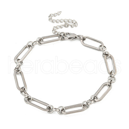 304 Stainless Steel Oval Link Chains Bracelets for Men & Women BJEW-D042-09P-1