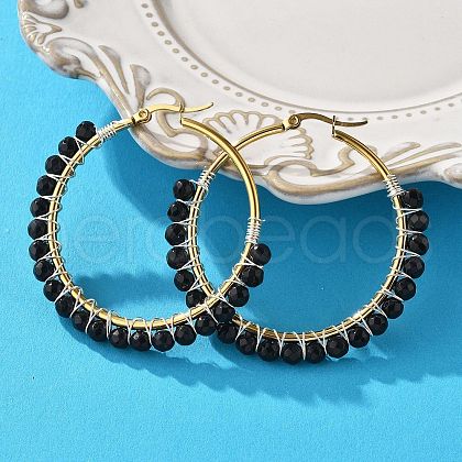 Beaded Hoop Earrings EJEW-JE03830-04-1