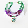 Plastic Beaded Irregular Pendant Double Layer Necklaces for Women FS-WG0EC0F-01-4