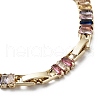 Tree of Life Brass Link Bracelet with Colorful Cubic Zirconia Tennis Chains BJEW-G690-02G-3