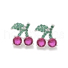 Brass Micro Pave Cubic Zirconia Stud Earrings EJEW-Q015-05P-2