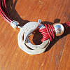 Bohemian Double Ring Alloy Pendant Waxed Imitation Leather Cord Necklaces for Women FS-WG722D8-01-4