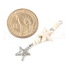 Ocean Alloy & Starfish Rondelle Synthetic Turquoise Beaded Pendants PALLOY-JF04012-03-2