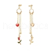 Enamel Heart & Rose Dangle Stud Earrings EJEW-JE05041-02-2