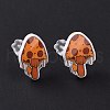 Acrylic Cartoon Mushroom Stud Earrings with Platic Pins for Women EJEW-F293-03D-3