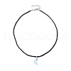 Glass Crescent Moon Pendant Necklaces NJEW-JN04579-03-4