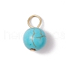 5Pcs 5 Colors Dyed Synthetic Turquoise Round Charms PALLOY-JF03415-3