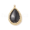 Natural Obsidian Pendants with Japanese Seed Wrapped PALLOY-MZ00101-01-1