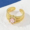 Brass Micro Pave Cubic Zirconia Open Cuff Rings for Women RJEW-U059-01G-01-2