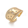 Brass Micro Pave Clear Cubic Zirconia Cuff Rings for Women RJEW-U041-07G-4