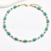 Elegant Bohemian Style Handmade Synthetic Turquoise Column Beaded Necklaces for Women's Date Gift PZ3829-3