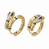 Brass Micro Pave Clear Cubic Zirconia Huggie Hoop Earrings EJEW-R114-007A-NF-1