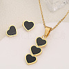 3-Heart 304 Stainless Steel & Acrylic Pendant Necklaces & Stud Earrings Sets FS-WG86334-01-1