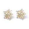 Long-Lasting Plated Brass Stud Earrings with Plastic Pearl for Women EJEW-A088-09G-1