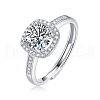 Rhodium Plated 925 Sterling Silver Micro Pave 5.2x3.1mm Moissanite Adjustable Rings for Women WGFA800-01-1