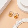 Natural Tiger Eye Pi Disc/Donut Dangle Hoop Earrings EJEW-JE05132-02-2