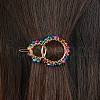 Alloy Hollow Geometric Natural Agate Beads Hair Barrettes PHAR-JH00059-01-4