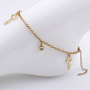 Key and Round Ball Charm 304 Stainless Steel Cable Chain Anklets for Women FS-WGBFDD0-01-2