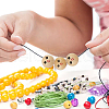 HOBBIESAY 120Pcs Printed Natural Wood Beads WOOD-HY0001-11-7