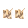Square Brass Micro Pave Clear Cubic Zirconia Stud Earrings for Women EJEW-G428-12G-02-4