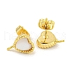 Brass with Shell Stud Earring Findings KK-G490-04G-2