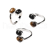 Natural Black Agate & Tiger Eye Finger Rings RJEW-A068-02P-03-4